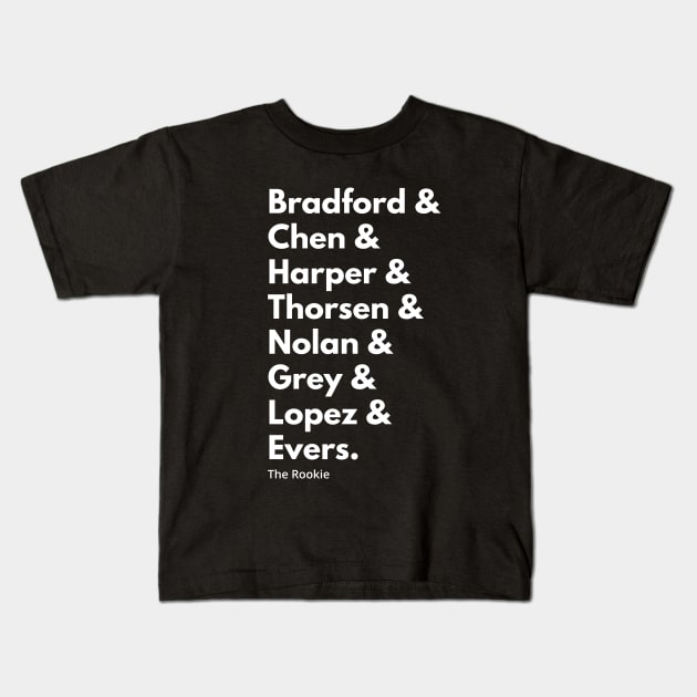 The Rookie Season 4 Squad Goals (White Text) Kids T-Shirt by Shop Talk - The Rookie Podcast